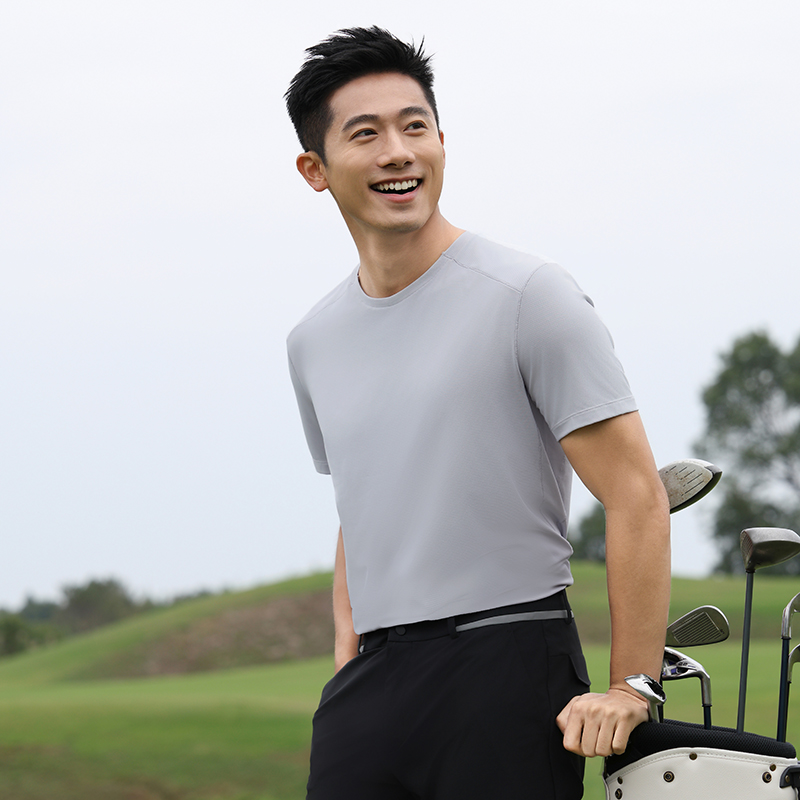 HT042-185 Premium golf sports series – ultra‑light zero‑feel quick‑dry short‑sleeve crew‑neck T‑shirt