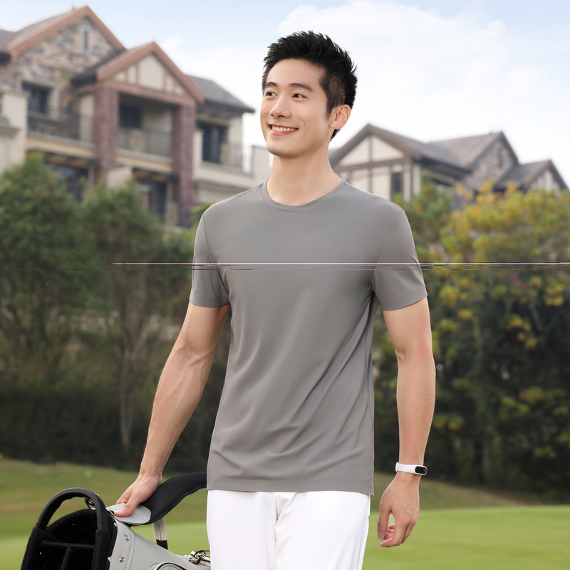 HT042-206 Nylon stretch crew‑neck short‑sleeve T‑shirt