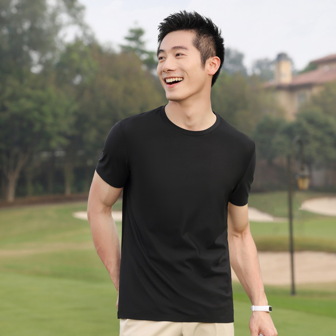 HT042-206 Nylon stretch crew‑neck short‑sleeve T‑shirt