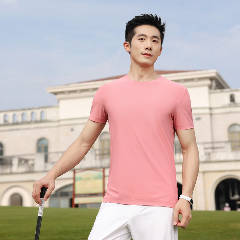 HT042-206 Nylon stretch crew‑neck short‑sleeve T‑shirt